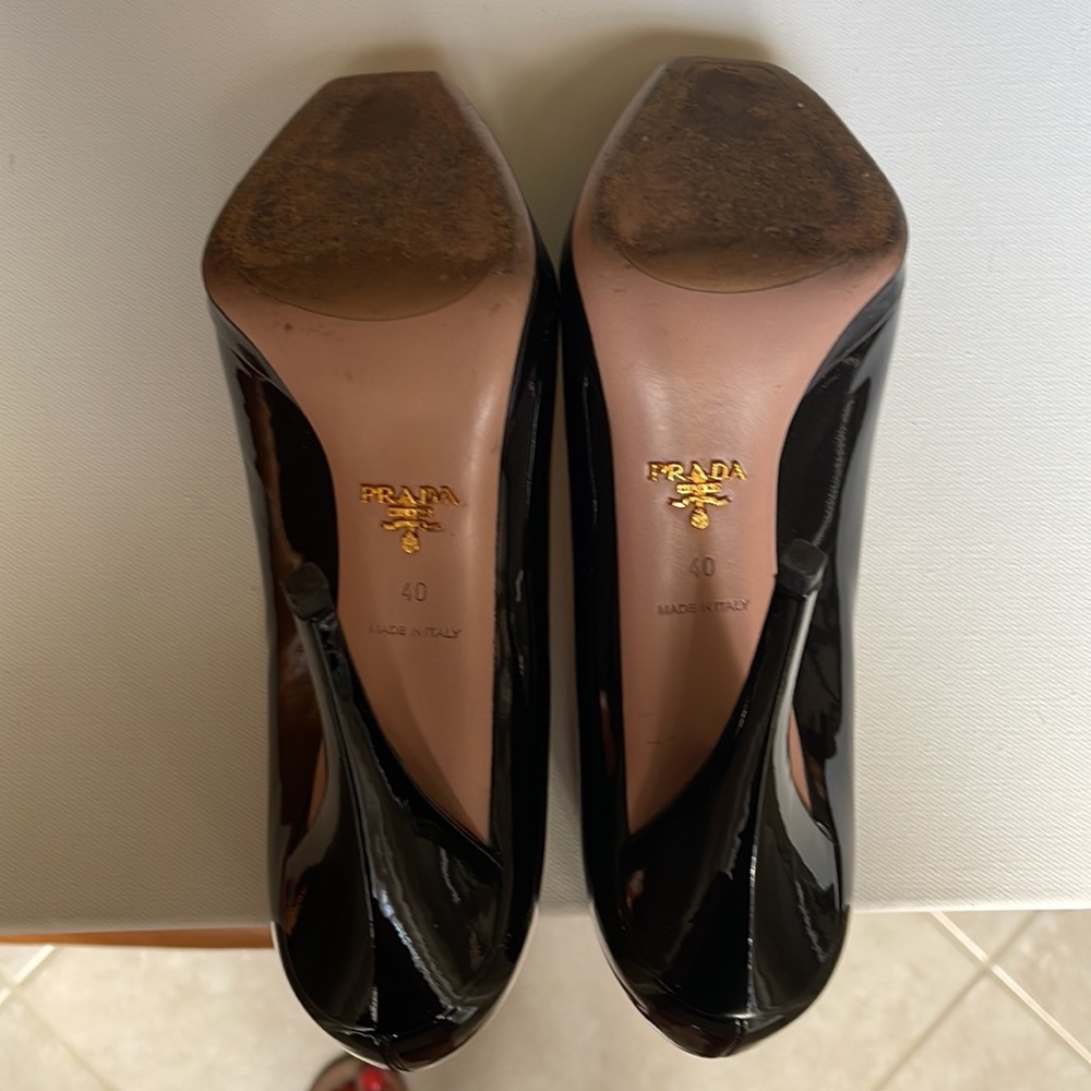 Prada Black Peep Toe Heels. Size 40. - Picture 6 of 7
